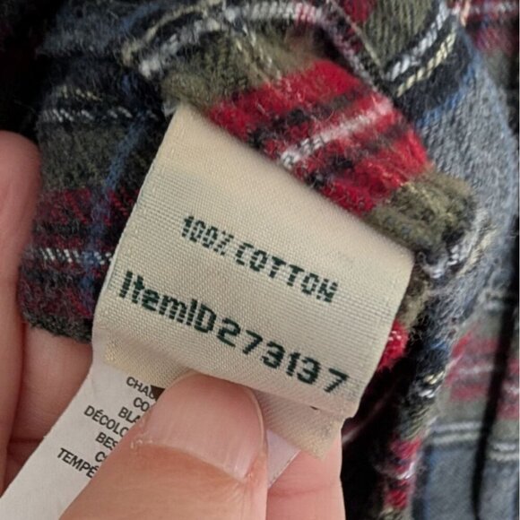 LL Bean Scotch Plaid Flannel Shirt Mens Size Large Gray Relaxed Fit Button Front - Picture 4 of 8